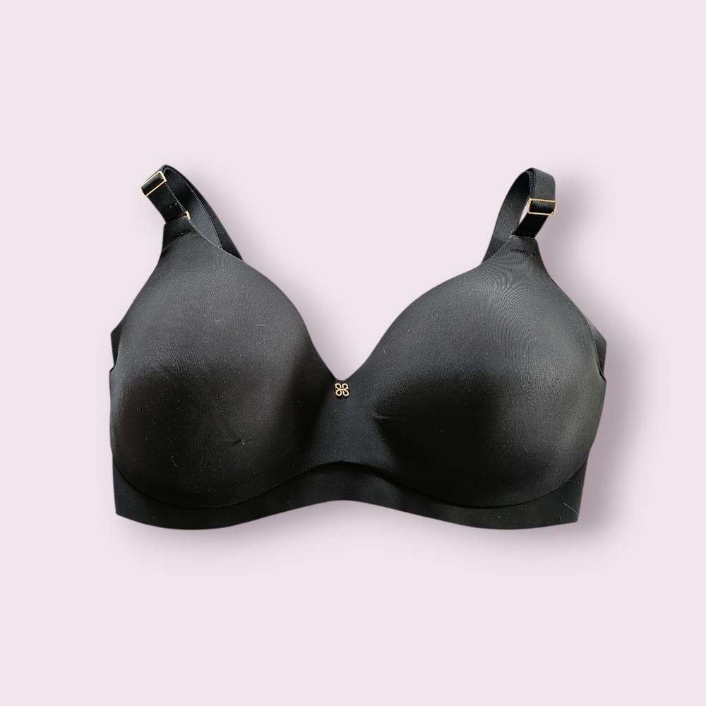 Honeylove Seamless Black Satin Nylon Bra Sz 34 DDD‎ (F)